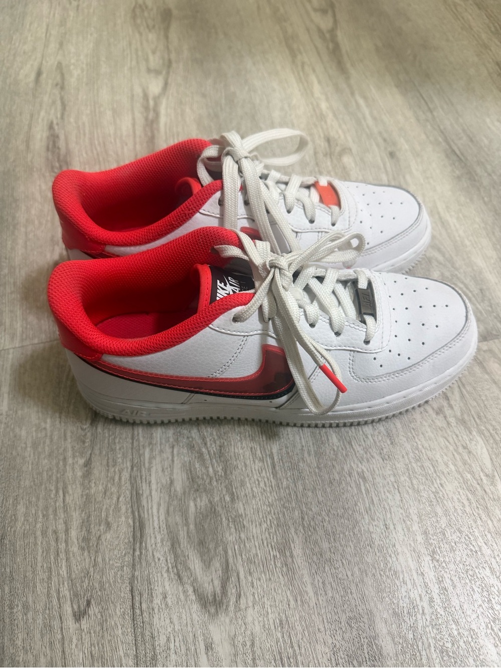Nike White Sneakers with Bright Red Accents